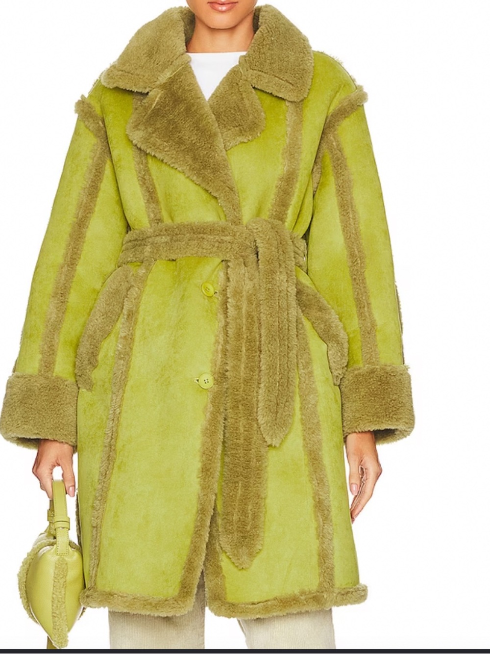 OW COLLECTION New York Faux Fur Jacket in
Mellow Green